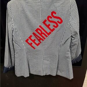 Houndstooth Blazer in Blue and White